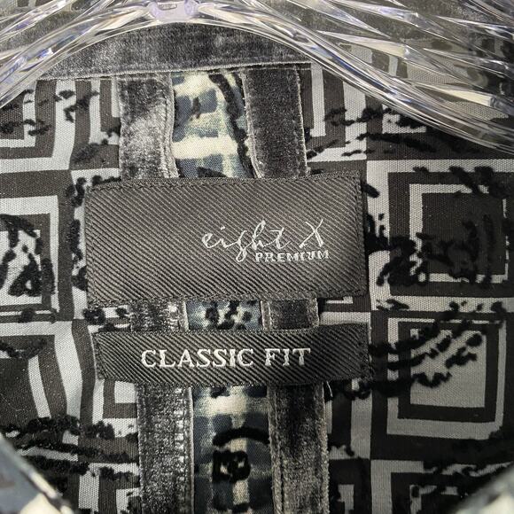 Eight X Premium Shirt Mens XL Black Geometric Paisley Button Down Artsy Classic - Picture 3 of 11